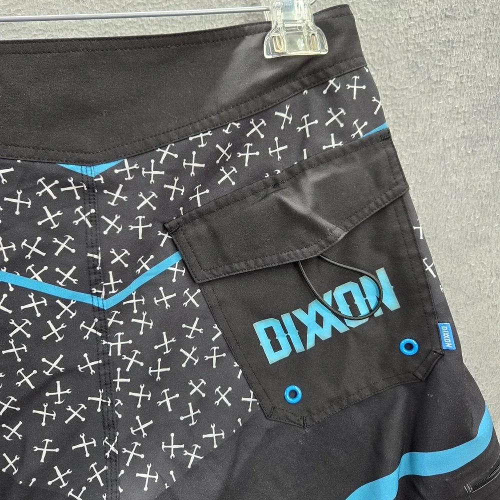 Dixxon Men Swimwear 30 Blue Striped‎ Board Shorts Logo Graphic Cargo Pocket